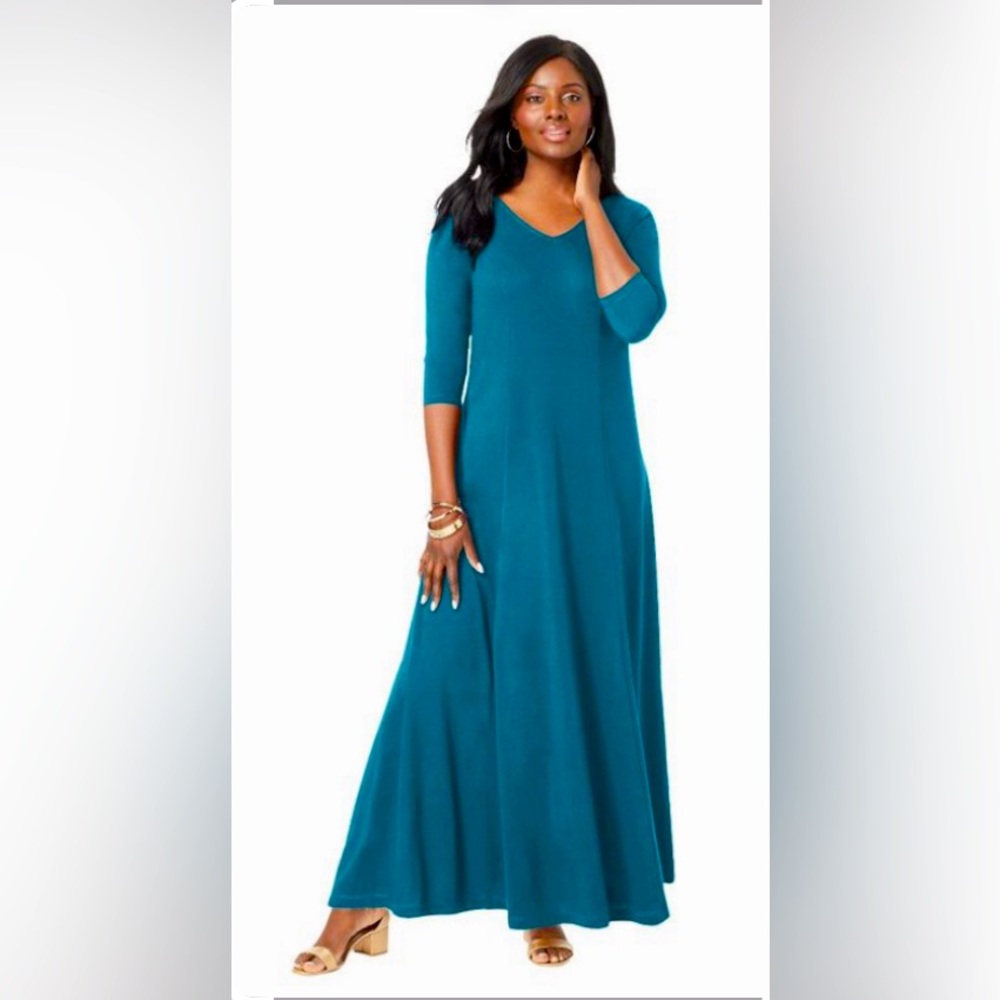Jessica, London double V dress, aqua blue,size 12